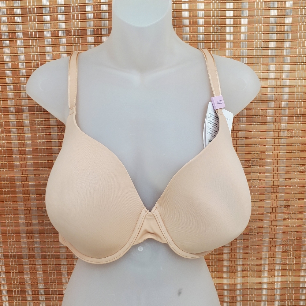 ◇ Jockey Smooth & Sleek Microfiber Lined T-Shirt Bra Tan Size 42D NWT